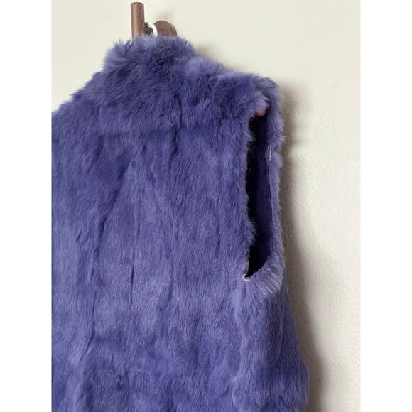 Vintage Express Rabbit Fur Vest Womens S Purple Zip Front Retro 90s Y2K - Picture 8 of 10